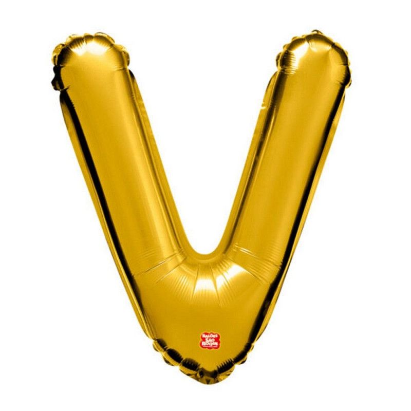 BALAO METALIZADO 40CM LETRA V DOURADO SAO ROQUE - 1 UNIDADE