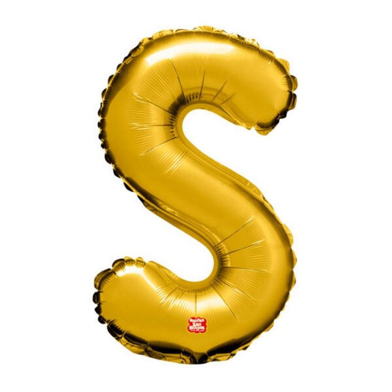 BALAO METALIZADO 40CM LETRA S DOURADO SAO ROQUE - 1 UNIDADE