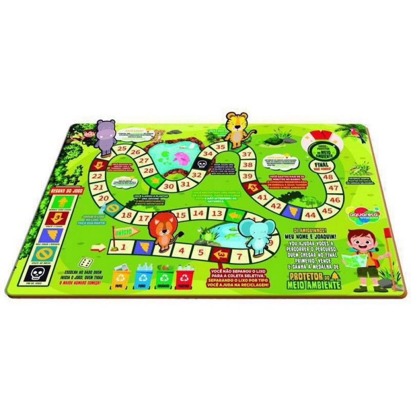 JOGO DE TABULEIRO DESAFIO ECOLOGICO AQUARELA - REF. 154 MDF - 1 UNIDADE