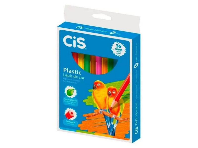 LAPIS 36 CORES PLASTIC SEXTAVADO CIS - PACOTE COM 6 UNIDADES