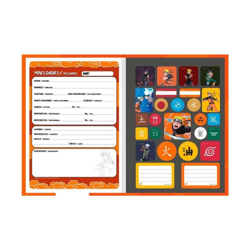 CADERNO BROCHURA 1/4 CAPA DURA 80FL NARUTO SAO DOMINGOS - REF. 222053 - PACOTE COM 5 UNIDADES