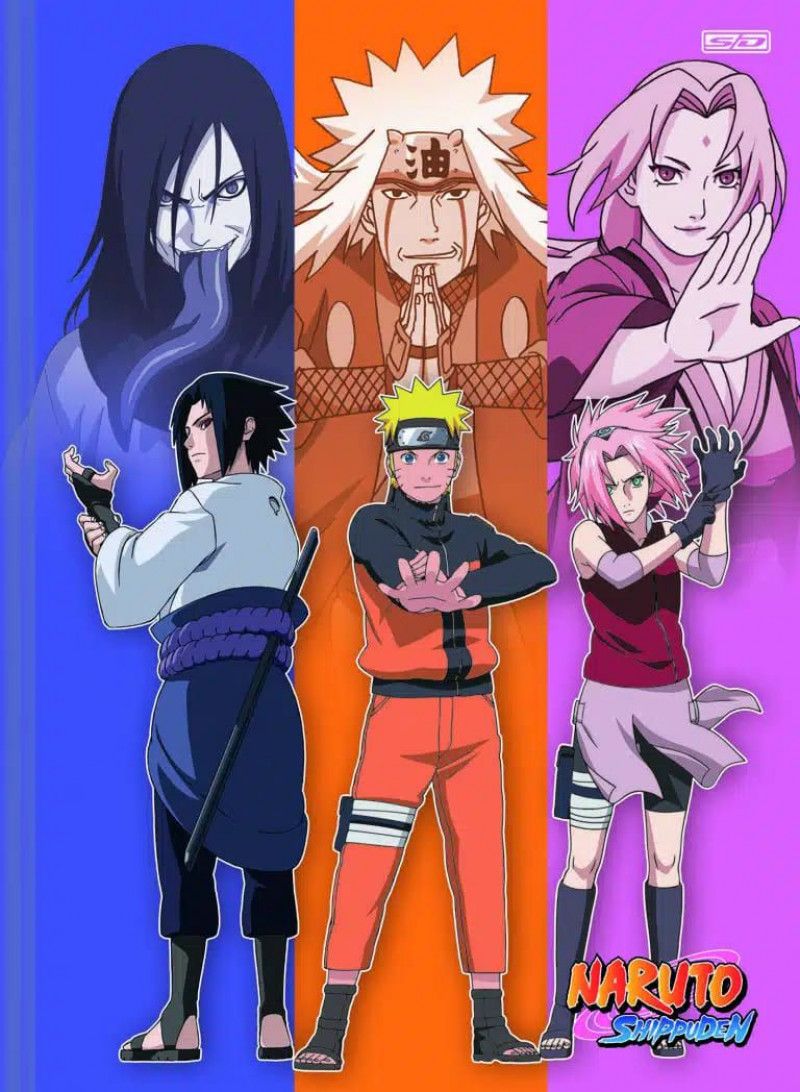 CADERNO BROCHURA 1/4 CAPA DURA 80FL NARUTO SAO DOMINGOS - REF. 222053 - PACOTE COM 5 UNIDADES