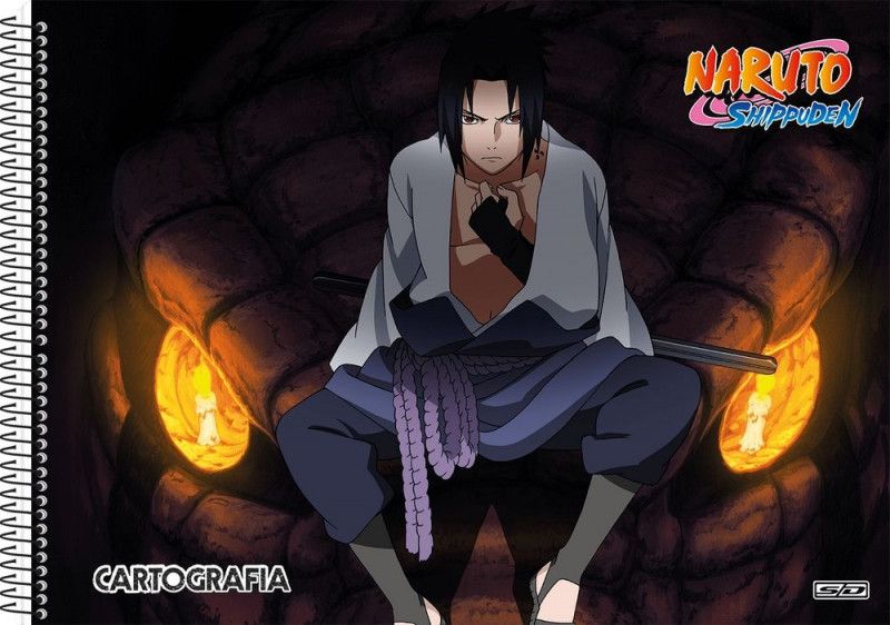 CADERNO CARTOGRAFIA CAPA DURA 60 FOLHAS NARUTO SAO DOMINGOS - REF. 233319 - PACOTE COM 5 UNIDADES