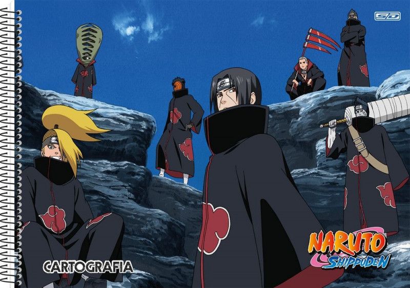 CADERNO CARTOGRAFIA CAPA DURA 60 FOLHAS NARUTO SAO DOMINGOS - REF. 233319 - PACOTE COM 5 UNIDADES