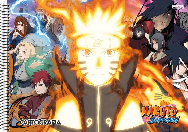 CADERNO CARTOGRAFIA CAPA DURA 60 FOLHAS NARUTO SAO DOMINGOS - REF. 233319 - PACOTE COM 5 UNIDADES