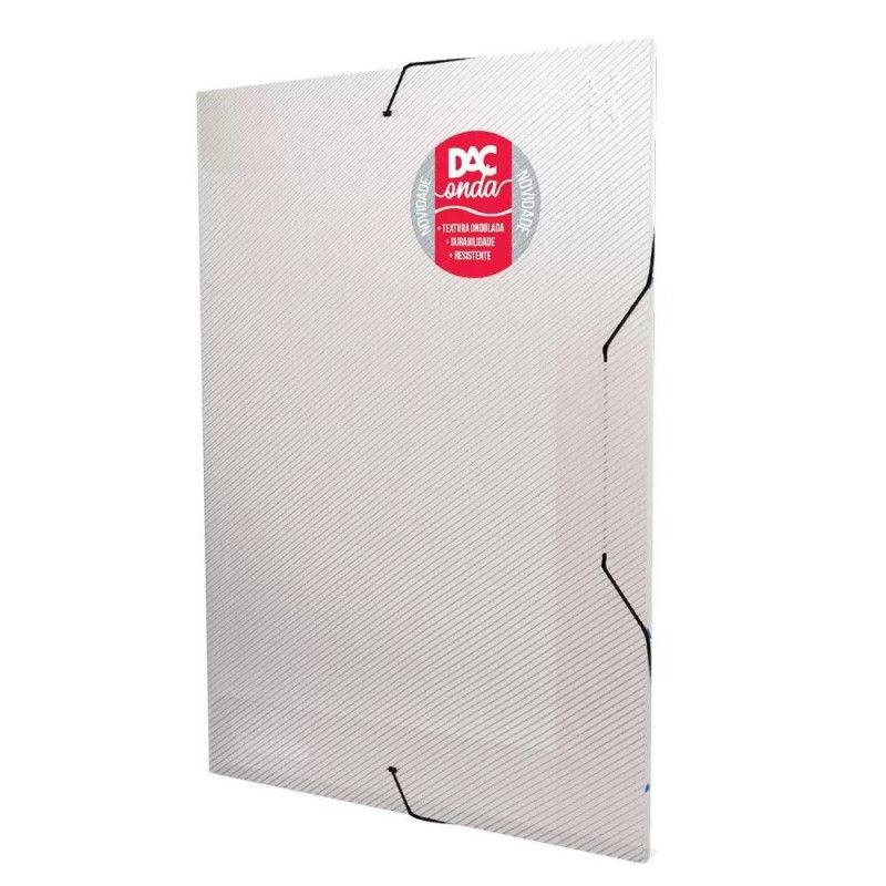 PASTA ABA ELASTICO PLASTICA ONDA OFICIO TRANSPARENTE DAC - REF. 401 - PACOTE COM 10 UNIDADES