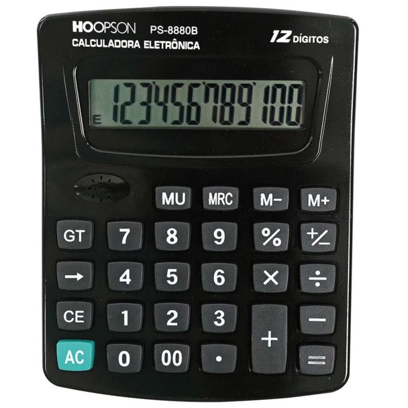 CALCULADORA 12 DIGITOS PILHA 14CM HOOPSON - REF. 8880B - 1 UNIDADE