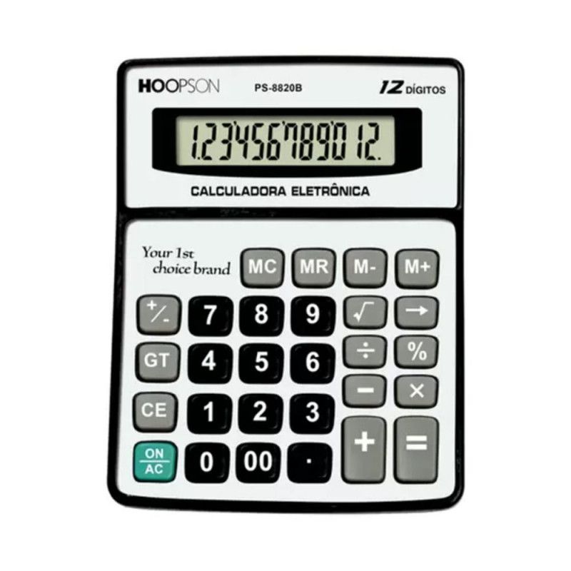 CALCULADORA 12 DIGITOS PILHA PS-8820B 16CM HOOPSON - REF. 8820B - 1 UNIDADE