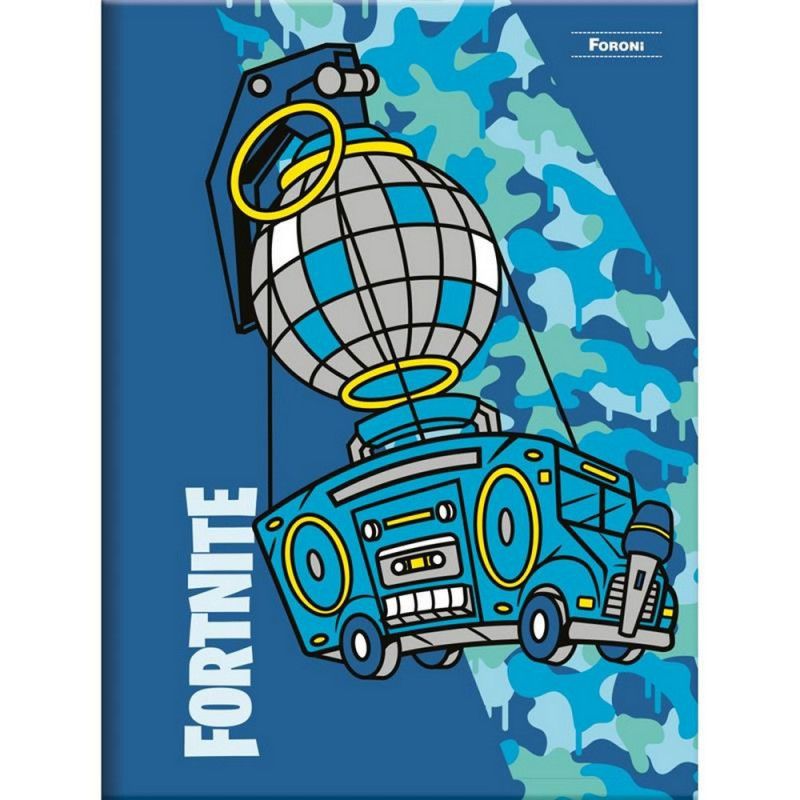 CADERNO BROCHURA 1/4 96 FOLHAS FORTNITE FORONI - REF. 6424 - PACOTE COM 10 UNIDADES