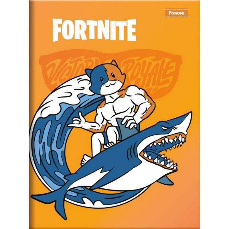 CADERNO BROCHURA 1/4 96 FOLHAS FORTNITE FORONI - REF. 6424 - PACOTE COM 10 UNIDADES