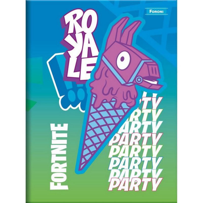 CADERNO BROCHURA 1/4 96 FOLHAS FORTNITE FORONI - REF. 6424 - PACOTE COM 10 UNIDADES