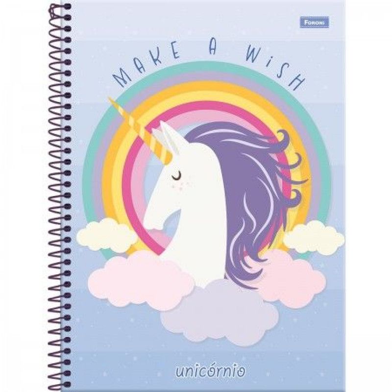 CADERNO 1 MATERIA CAPA DURA 80 FOLHAS UNICORNIO FORONI - REF. 6207 - PACOTE COM 4 UNIDADES