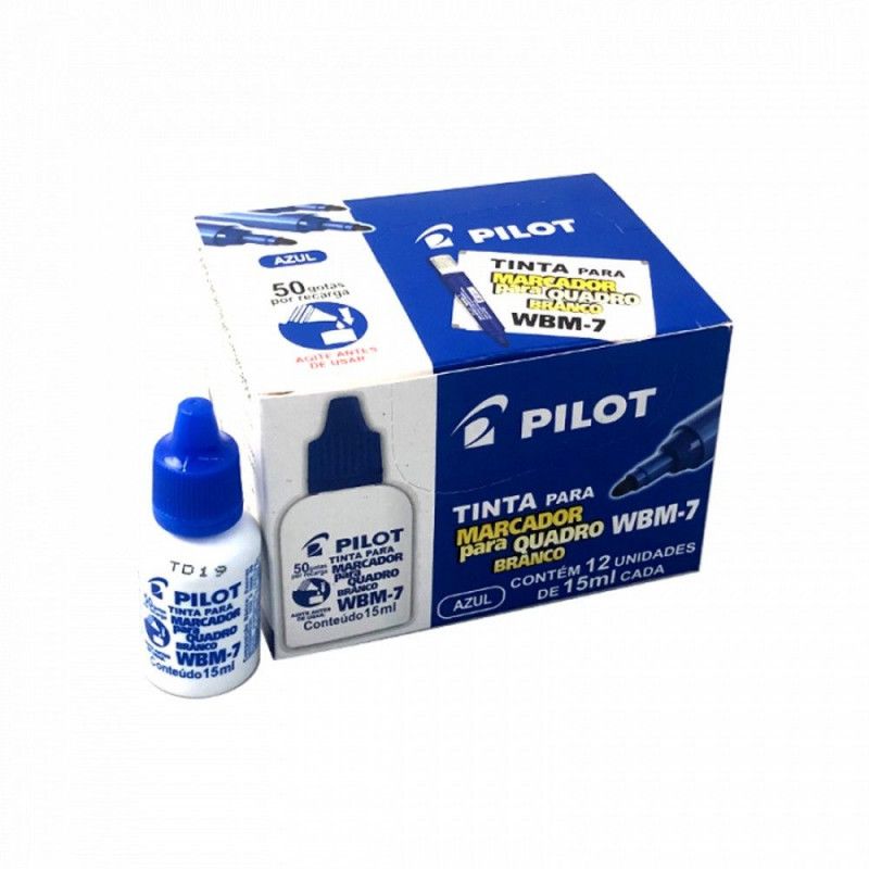 TINTA REABASTECEDOR QUADRO BRANCO 15ML WBM-7 PILOT - REF. WBM-7 AZUL - CAIXA COM 12 UNIDADES