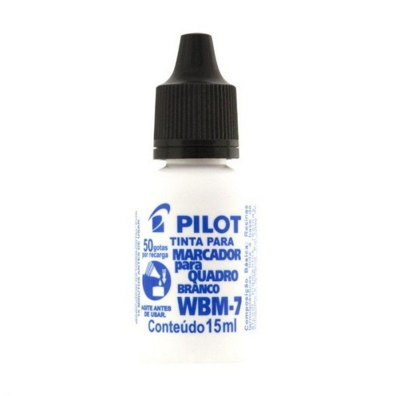 TINTA REABASTECEDOR QUADRO BRANCO 15ML WBM-7 PILOT - REF. WBM-7 PRETO - CAIXA COM 12 UNIDADES