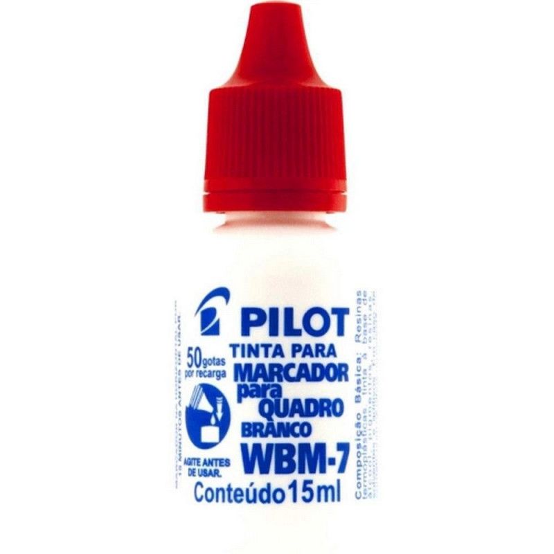 TINTA REABASTECEDOR QUADRO BRANCO 15ML WBM-7 PILOT - REF. WBM-7 VERMELHO - CAIXA COM 12 UNIDADES