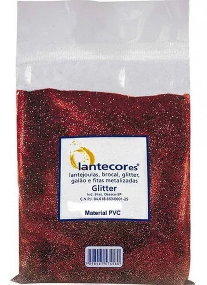 GLITTER 500G PVC LANTECOR - VERMELHO - 1 PACOTE
