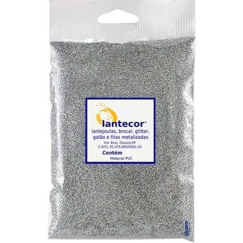 GLITER 500G PVC LANTECOR - REF. PRATA - 1 UNIDADE
