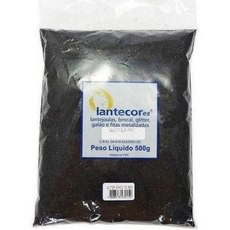 GLITER 500G PVC LANTECOR - REF. PRETO - 1 UNIDADE