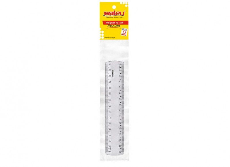 REGUA 15CM NEW LINE PLASTICA WALEU - PACOTE COM 10 UNIDADES