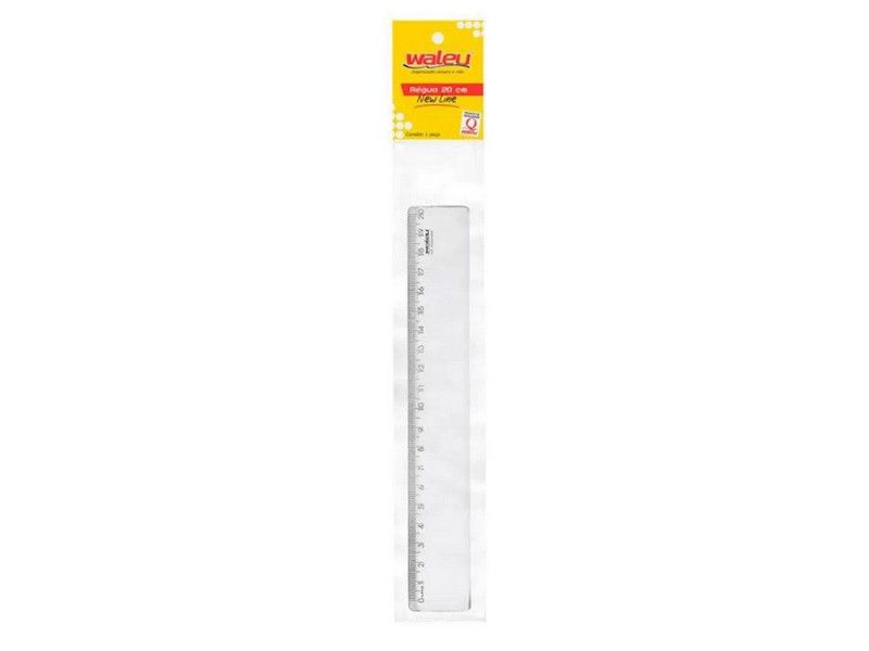 REGUA 20CM NEW LINE PLASTICA WALEU - PACOTE COM 10 UNIDADES