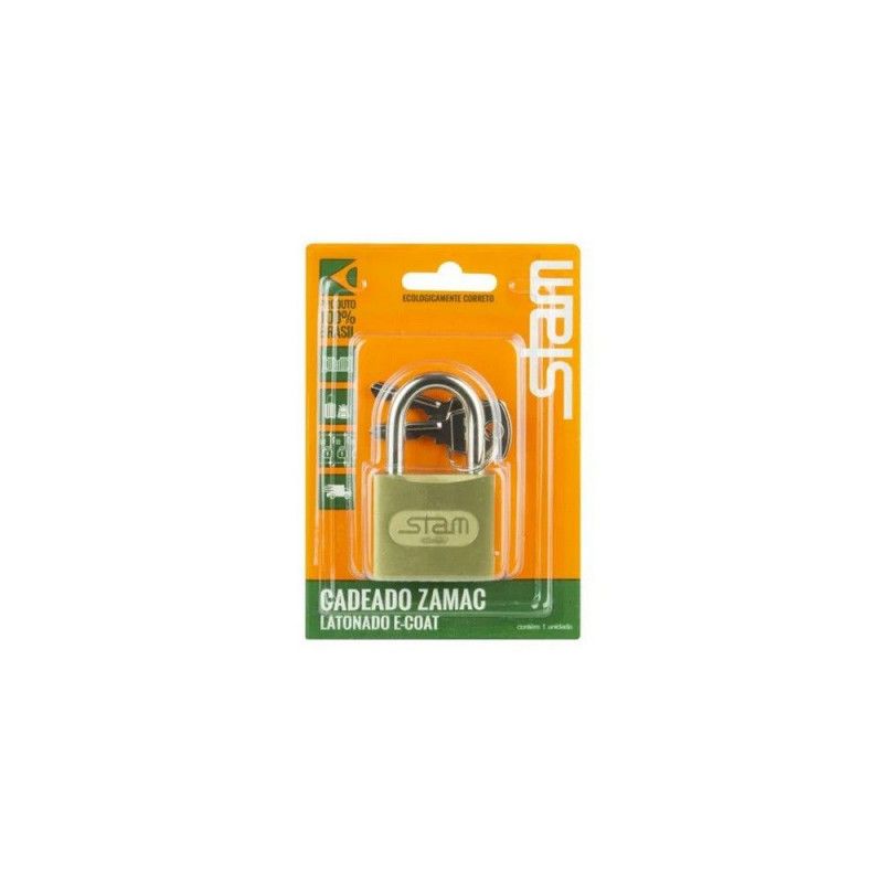CADEADO 40MM ZAMAC LATONADO STAM - 40MM - 1 UNIDADE