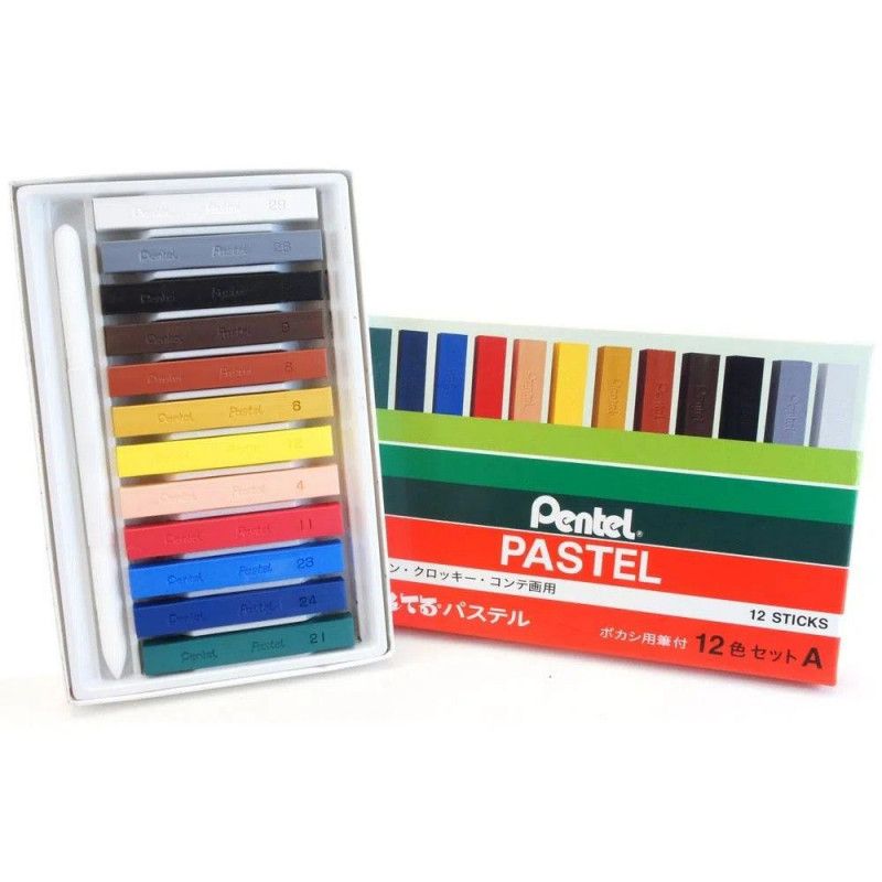 GIZ PASTEL SECO 12 CORES PENTEL - REF. GA-12AD - 1 UNIDADE