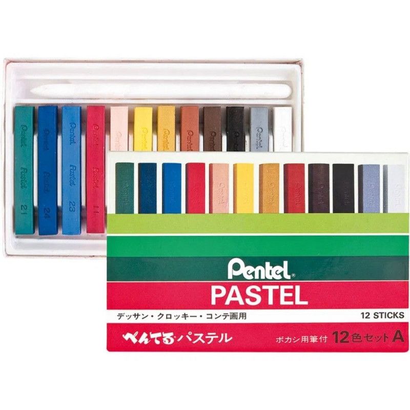 GIZ PASTEL SECO 12 CORES PENTEL - REF. GA-12AD - 1 UNIDADE