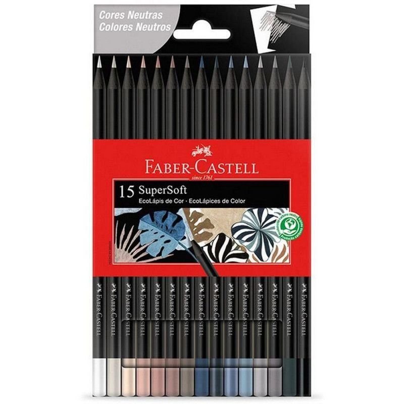 LAPIS 15 CORES SUPERSOFT CORES NEUTRAS FABER-CASTELL - REF. 120715SOFTCN - PACOTE COM 12 UNIDADES