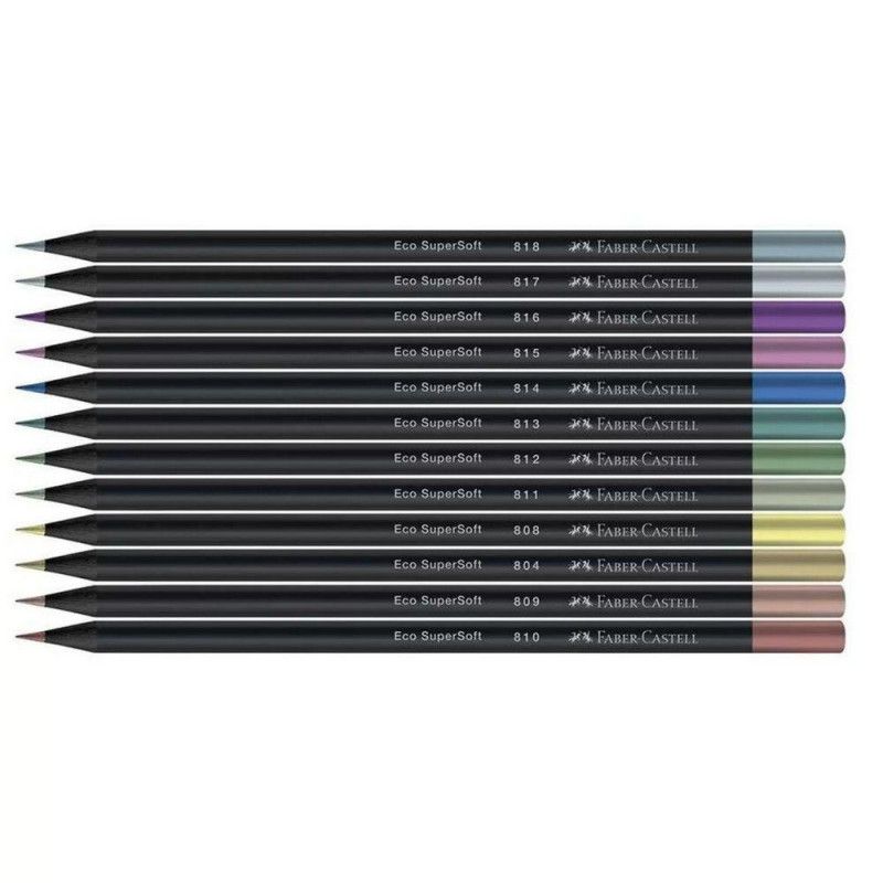 LAPIS 12 CORES SUPERSOFT METALICAS FABER-CASTELL - REF. 120712SOFTMET - PACOTE COM 12 UNIDADES