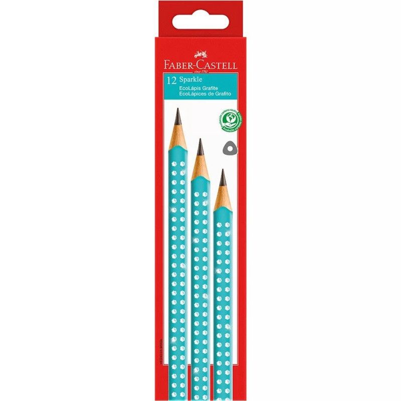 LAPIS PRETO ECO TRIANGULAR SPARKLE FABER-CASTELL - REF. SPKAZ - CAIXA COM 12 UNIDADES