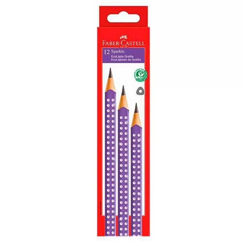 LAPIS PRETO ECO TRIANGULAR SPARKLE FABER-CASTELL - REF. SPKLI - CAIXA COM 12 UNIDADES