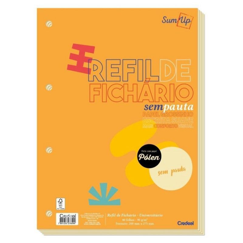 BL FICHARIO 40FL S/PAUTA 90G CREDEAL - 276990 1 UNIDADE