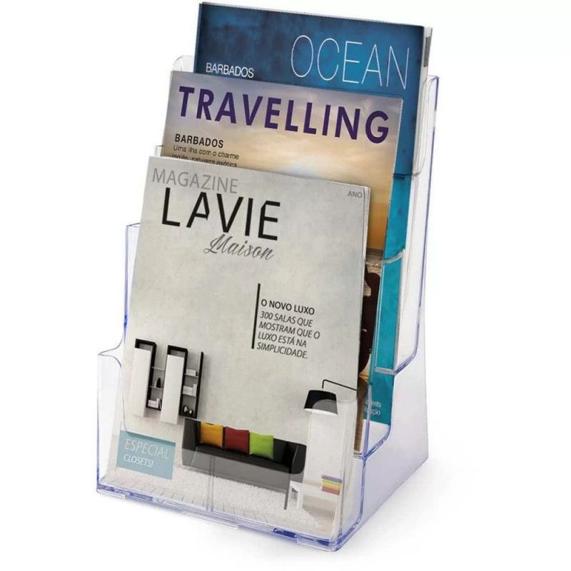 ORGANIZADOR ESCRITORIO VERTICAL TRIPLO CRISTAL - REF. 10170032 - 1 UNIDADE