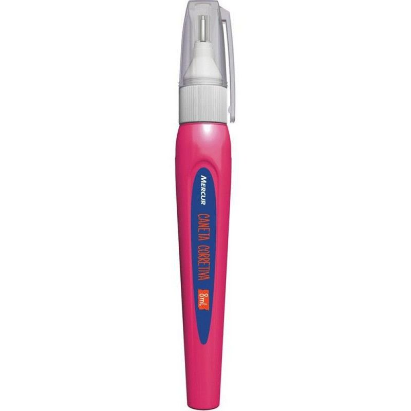 CANETA CORRETIVA 8ML ROSA MERCUR - REF. B01010103029 - CAIXA COM 12 UNIDADES