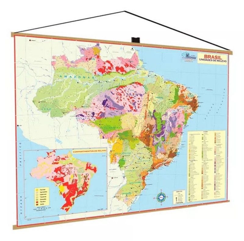 MAPA COM MOLDURA BRASIL UNIDADES DE RELEVO - REF. 4033 - 1 UNIDADE