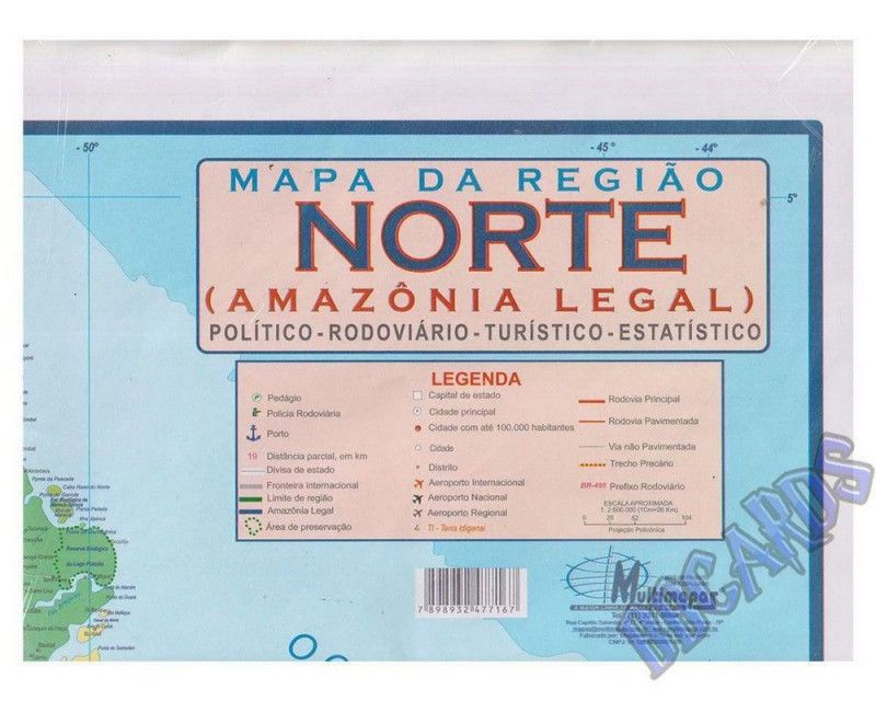 MAPA COM MOLDURA REGIAO NORTE POLITICO - REF. 4062 - 1 UNIDADE