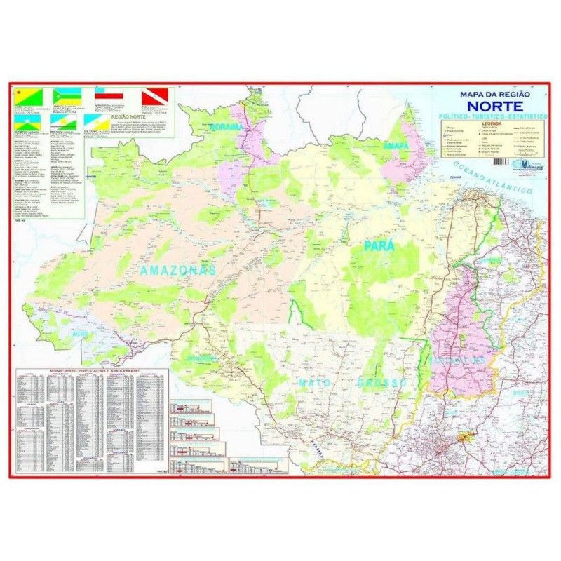 MAPA COM MOLDURA REGIAO NORTE POLITICO - REF. 4062 - 1 UNIDADE