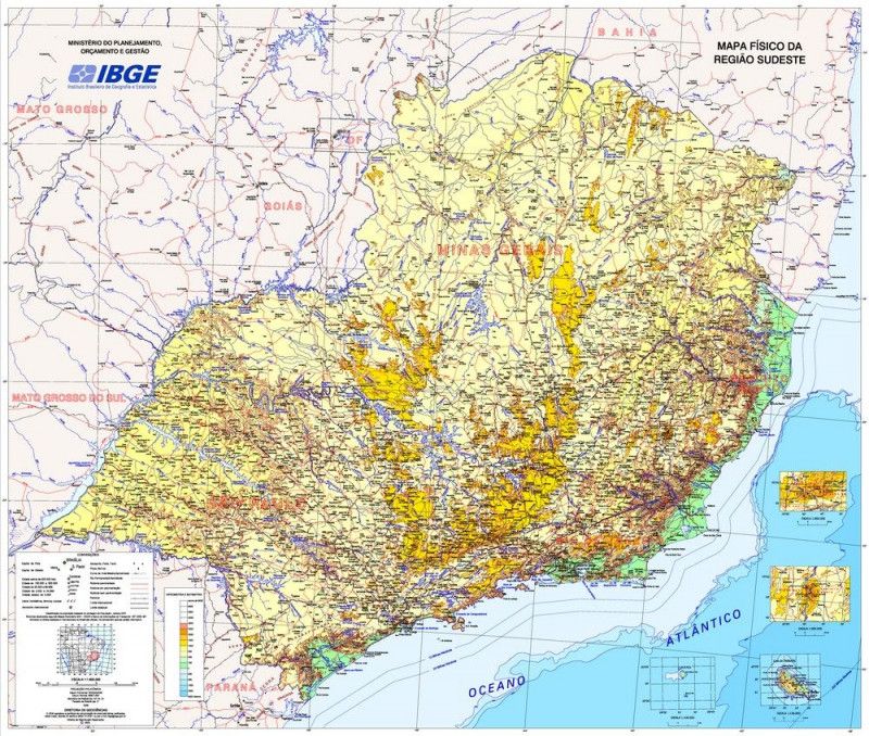 MAPA COM MOLDURA REGIAO SUDESTE FISICO - REF. 4065 - 1 UNIDADE