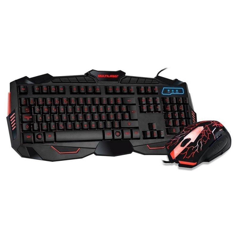 TECLADO E MOUSE COMBO GAMER COM FIO MULTILASER - REF. TC195 - 1 UNIDADE