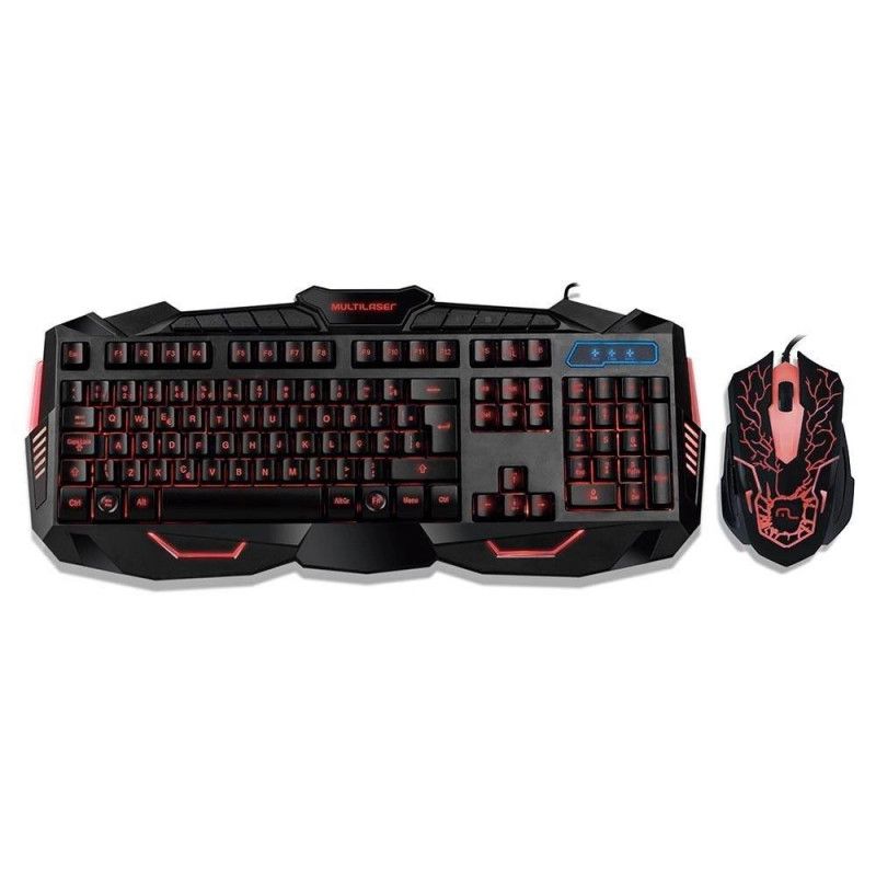 TECLADO E MOUSE COMBO GAMER COM FIO MULTILASER - REF. TC195 - 1 UNIDADE