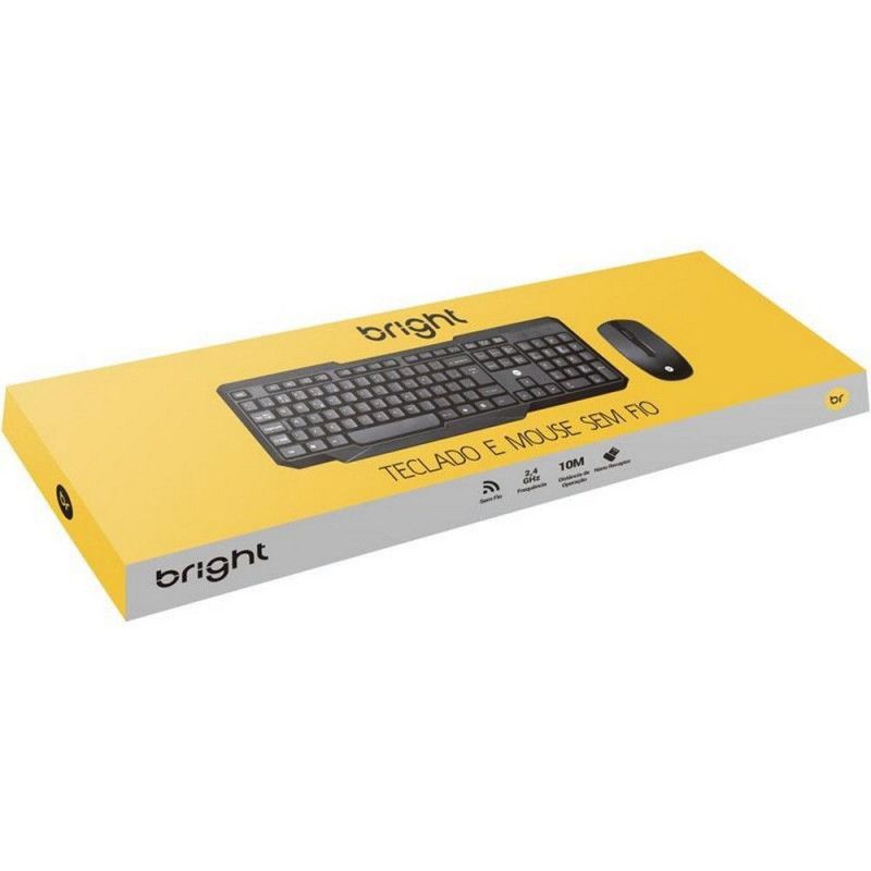 TECLADO E MOUSE COMBO SEM FIO 0055 BRIGHT - REF. 0055 - 1 UNIDADE