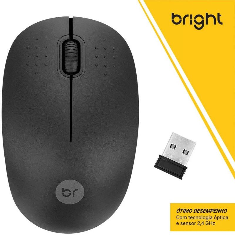 MOUSE SEM FIO 0404 PRETO BRIGHT - REF. 0404 - 1 UNIDADE