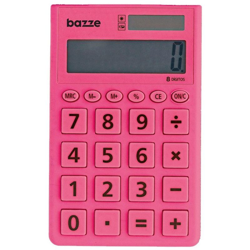 CALCULADORA 8 DIGITOS BOLSO EMBORRACHADA ROSA BAZZE - REF. 618111 - 1 UNIDADE