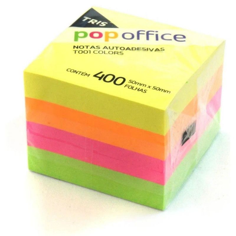 BLOCO ADESIVO ANOTACOES 50X50MM CUBINHO HOLIC 400 FOLHAS - REF. T001P NEON - 1 UNIDADE