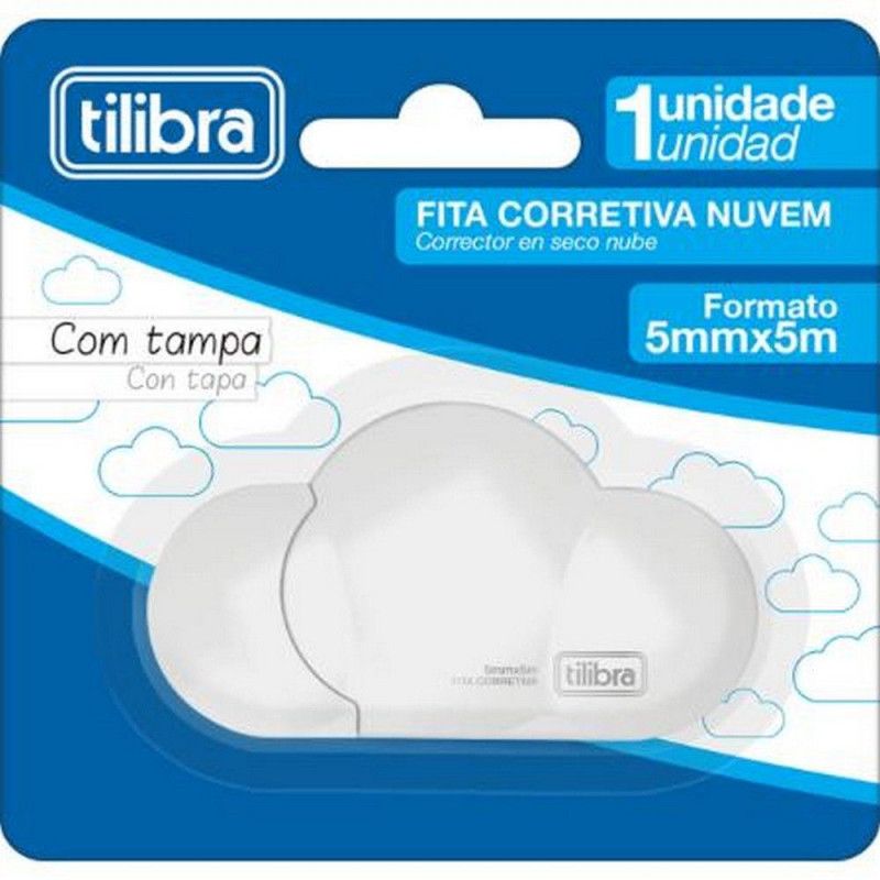 CORRETIVO EM FITA 5MMX5M NUVEM TILIBRA - REF. 30027 - CAIXA COM 24 UNIDADES