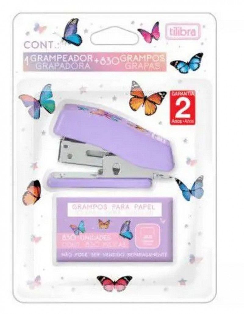 GRAMPEADOR MINI BORBOLETA 12 FOLHAS+ 830 GRAMPOS - REF. 33803 - 1 UNIDADE