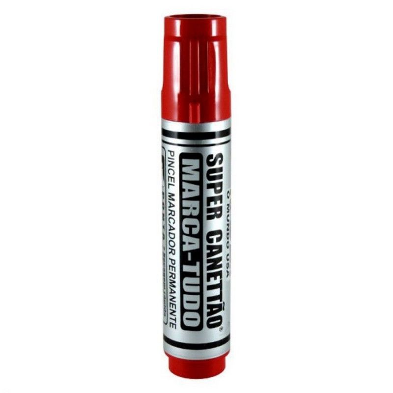 PINCEL MARCADOR PERMANENTE SUPER CANETAO VERMELHO RADEX - REF. 2881 - CAIXA COM 6 UNIDADES