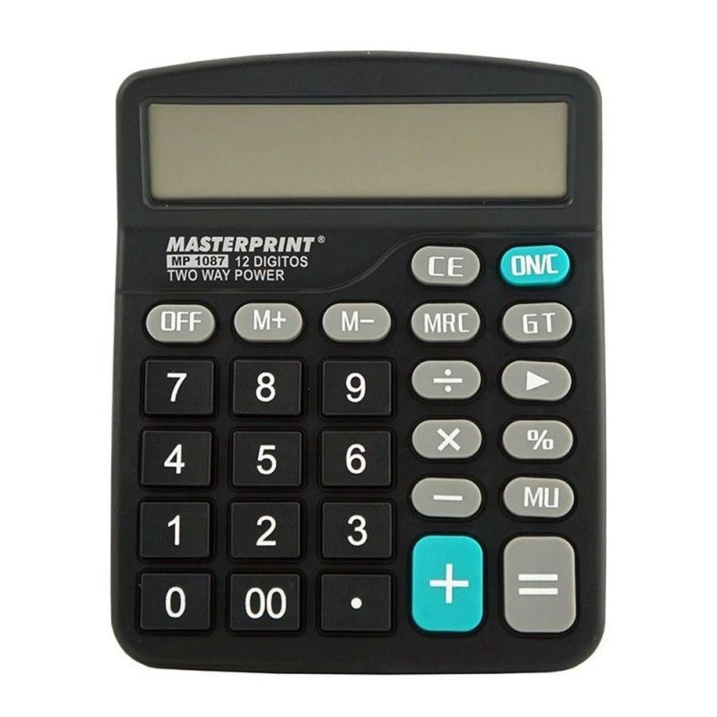CALCULADORA 12 DIGITOS BATERIA MP 1087 MASTERPRINT - REF. MP1087 - 1 UNIDADE