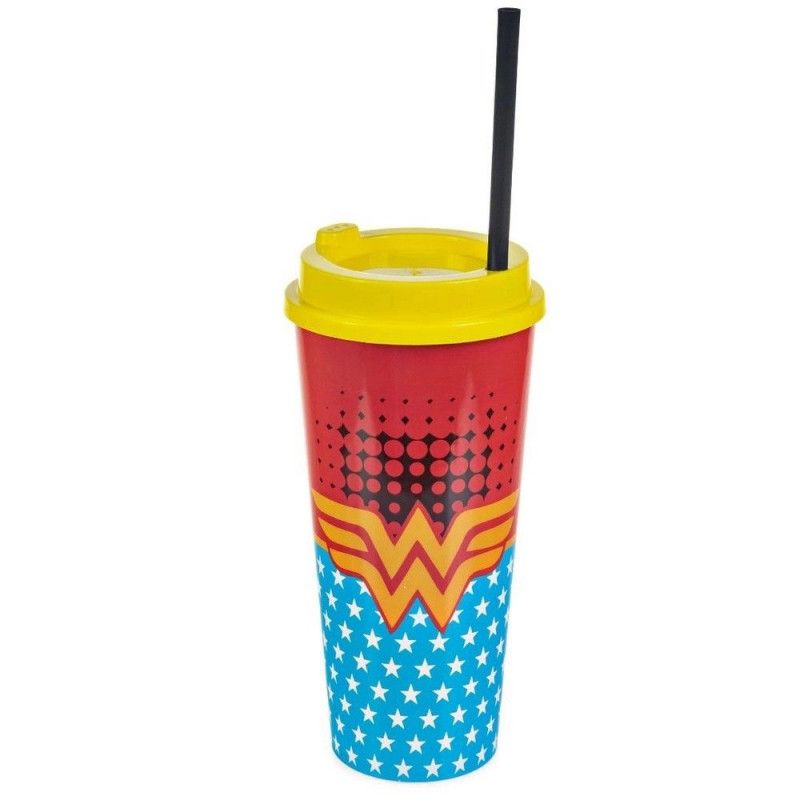 COPO 1 LITRO COM TAMPA E CANUDO PLASTICO PERSONAGENS - 1 UNIDADE