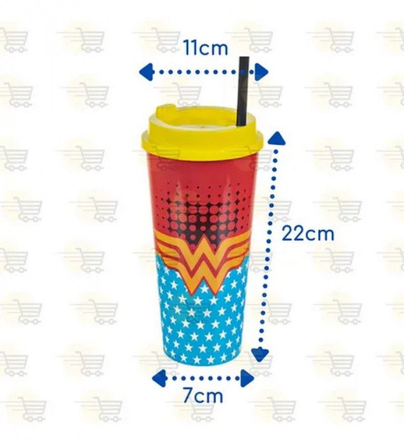 COPO 1 LITRO COM TAMPA E CANUDO PLASTICO PERSONAGENS - 1 UNIDADE